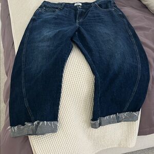 pistola Dark Blue Cropped Frayed-Hem Women’s Jeans